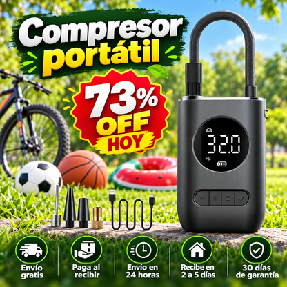 Compresor Inflador Llantas Recargable OFERTA ESPECIAL 73% OFF HOY