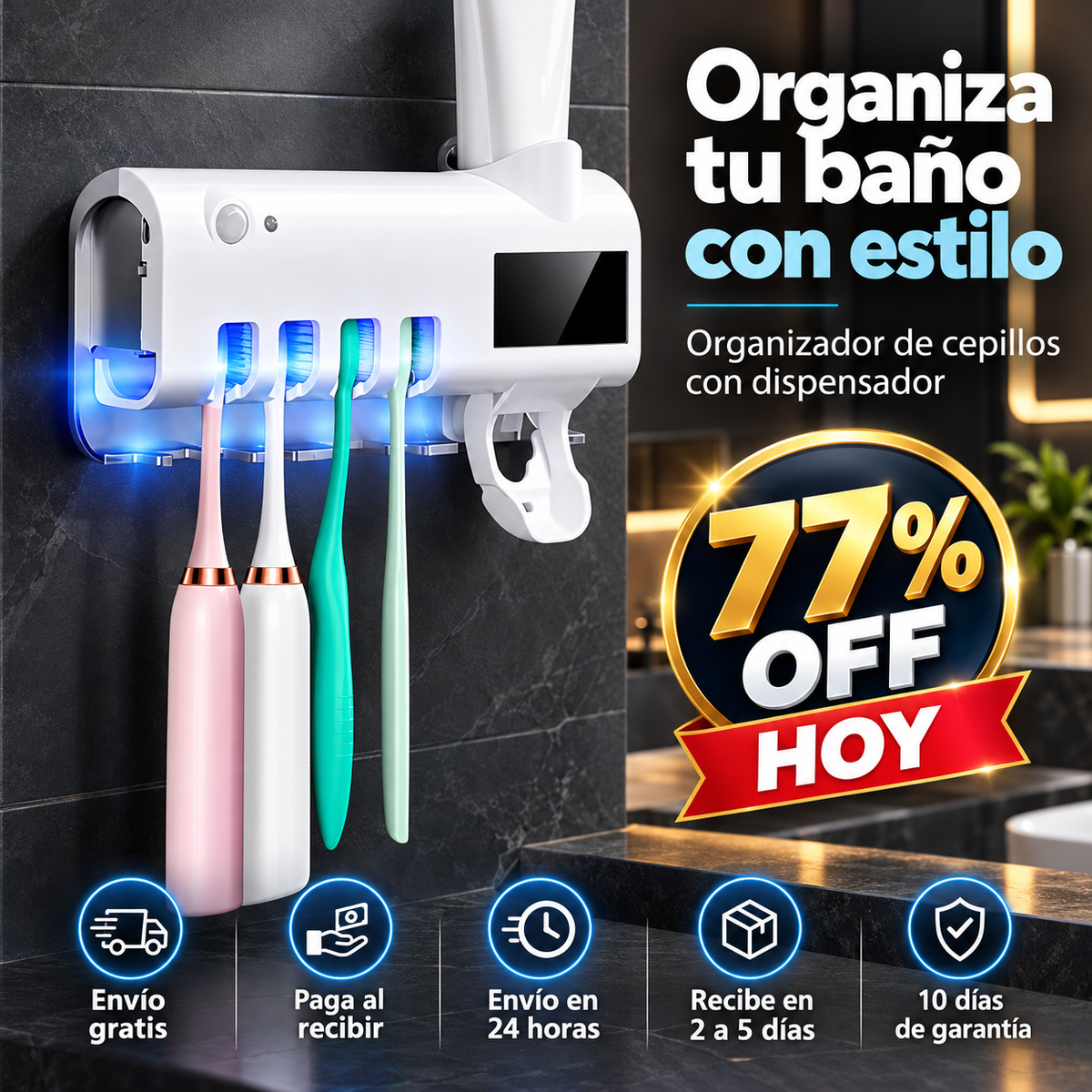 Porta Cepillos Esterilizador OFERTA ESPECIAL 77% OFF HOY