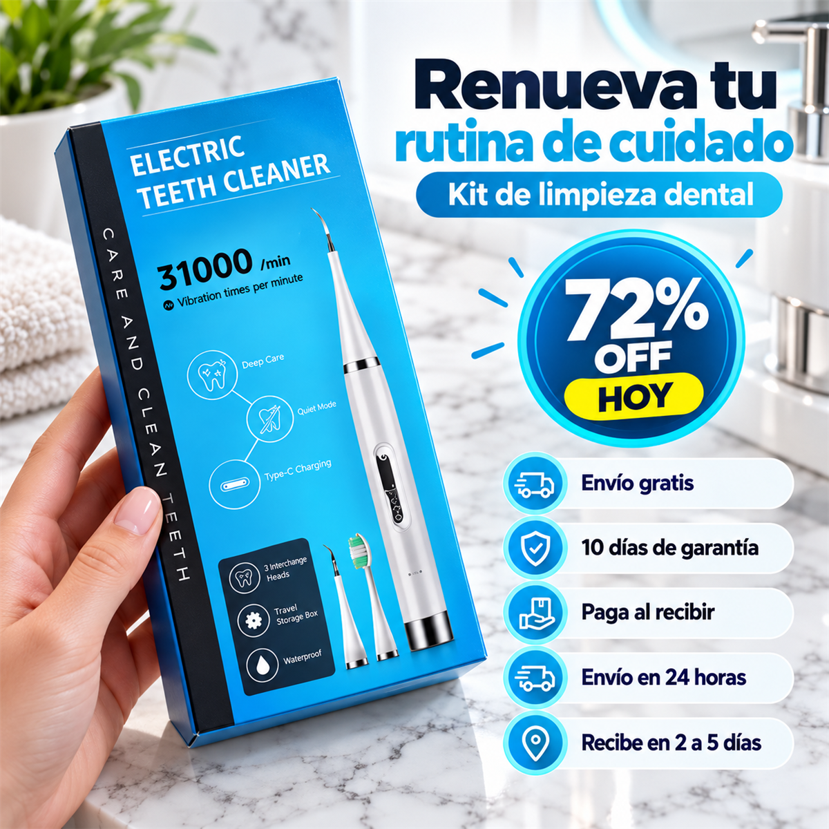 Limpiador De Dientes Eléctrico OFERTA ESPECIAL 72% OFF HOY