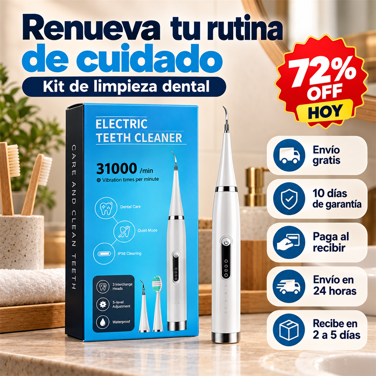 Limpiador De Dientes Eléctrico OFERTA ESPECIAL 72% OFF HOY