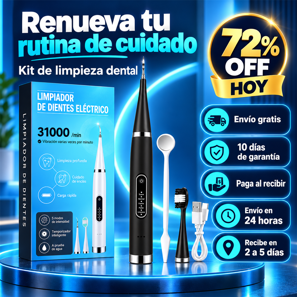 Limpiador De Dientes Eléctrico OFERTA ESPECIAL 72% OFF HOY